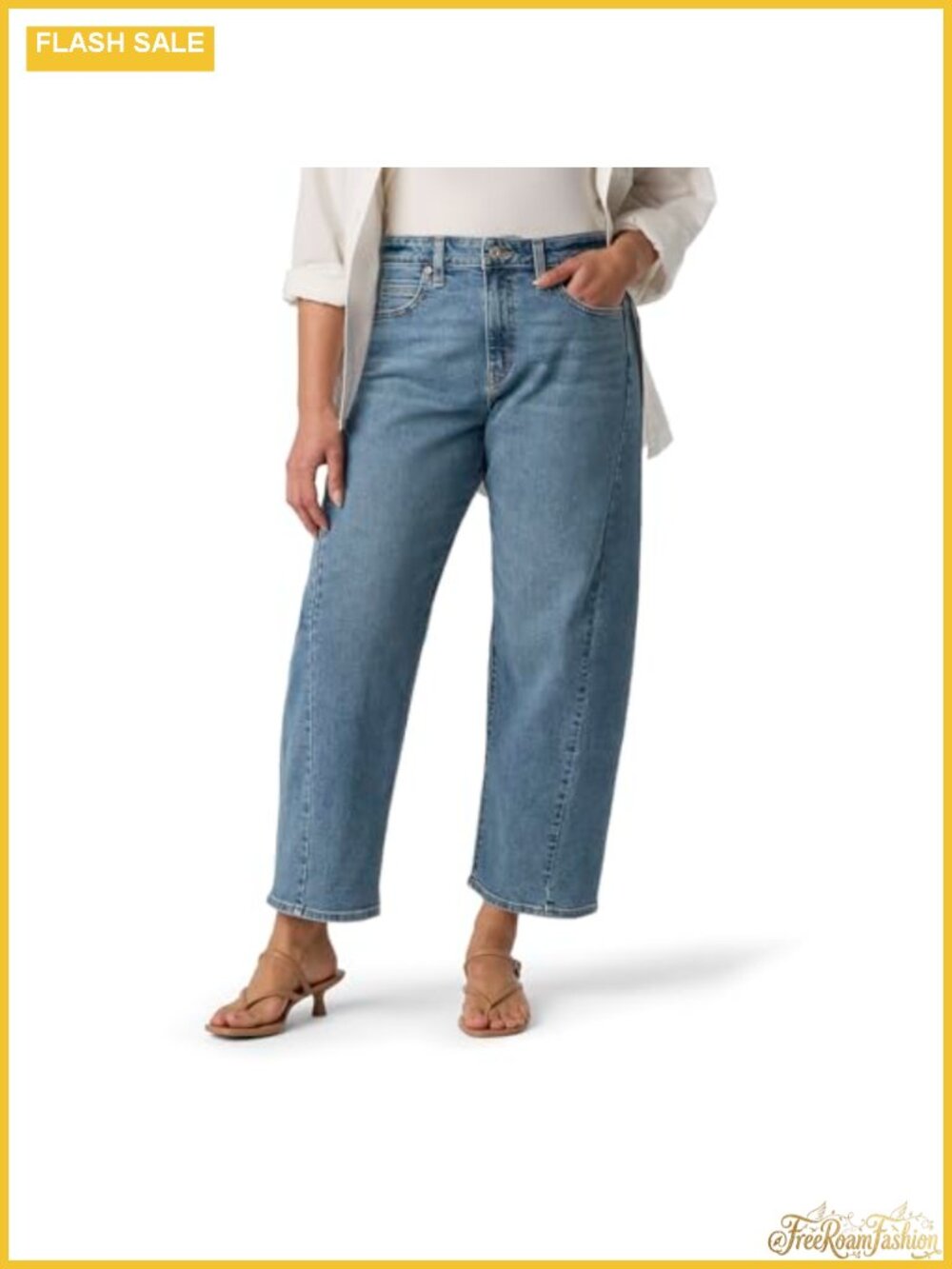 Heritage Barrel Jeans Mid Rise Stretch Denim Tapered Leg 27" Inseam